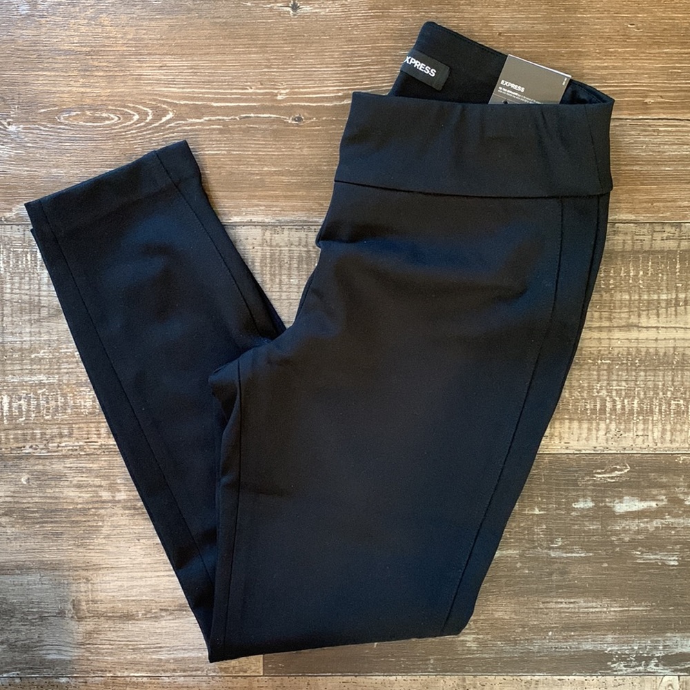 Express Columnist High Waisted Luxe Comfort Knit Black Ankle Pants, NWT, Size M